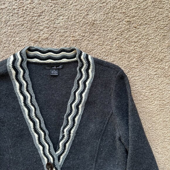 Willi Smith Sweater Womens Small 100% Wool Cardigan 1 Button Close Grey - Picture 4 of 10